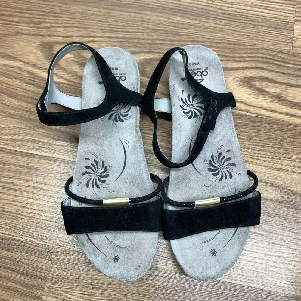 Abeo Womens Sandal Bio System‎ Orthotic Comfort Black Open Toe Size 10
